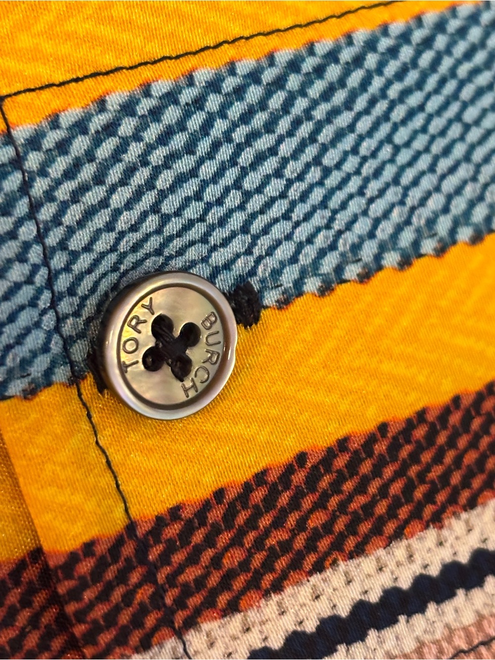Tory Burch Striped Button-Down Silk Blouse - Picture 2 of 7